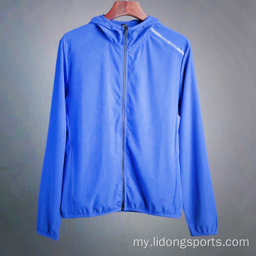 ပါးလွှာသော zip zip polyester အမျိုးသားများအားကစား windbreaker ဂျာကင်အင်္ကျီ